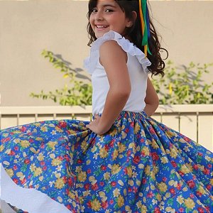 SAIA Carimbó Infantil Menina Floral AZUL HAVAIANA