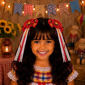 Par de Laços Festa Junina Vermelho Junino - MAÇÃ DO AMOR