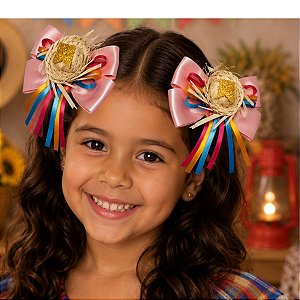 Par de Laços Festa Junina Rosa Aconchego Junino - PAMONHA