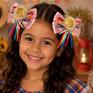 Par de Laços Festa Junina Rosa Aconchego Junino - PAMONHA