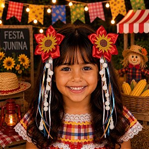 Par de Laços Festa Junina Vermelho Paixão Junino - FOGUEIRA