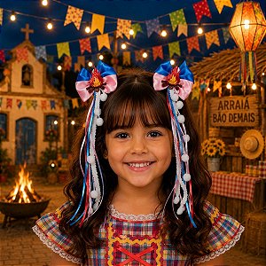 Par de Laços Festa Junina Azul Rosa Junino São João - FORRÓ