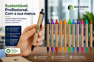 Caneta Ecológica Personalizada em Papelão | Brinde Sustentável para Empresas - Cód. 003