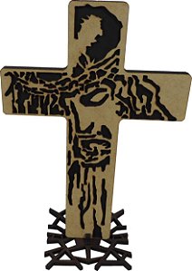 crucifixo de mesa madeira 30cm estilizado
