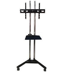 Pedestal para TV compacto movel com bandeja de apoio