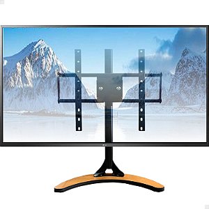 Base de mesa para TV 26-55” universal em aço reforçado e madeira VESA 100x100 até 400x400 pé para TV suporta até 50 kg