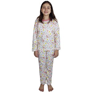 Pijama Infantil Soft Gatinha Florzinha Rosa