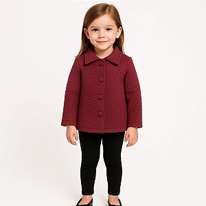 Jaqueta Infantil Inverno Menina Blusa Malha Casaco Criança Marsala