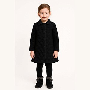 Sobretudo Preto Infantil Inverno Menina Blusa Criança