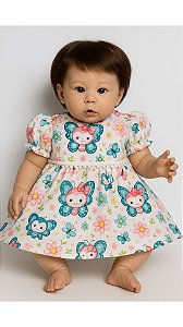 Vestido Para Boneca Bebê Reborn Florido e Borboleta