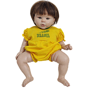 Pimpão Roupa Para Boneca Bebê Reborn Amarelo Brasil