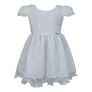 Vestido Batizado Renda Bebê Branco