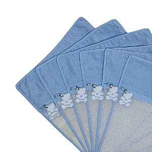 Kit com 6 Saquinhos Organizador Mala Maternidade e Viagem de Bebê Azul Bebê