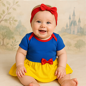 Body Fantasia Para Bebê Mesversário da Branca de Neve