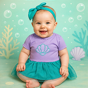 Body Fantasia Para Bebê Mesversário da Pequena Sereia