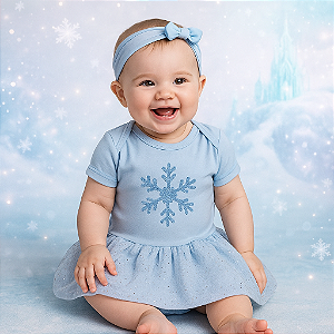 Body Fantasia Para Bebê Mesversário da Frozen Azul