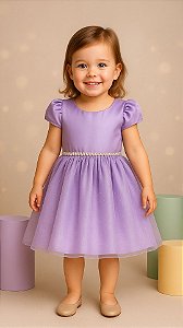 Vestido de Festa Infantil Princesa Aniversário Fantasia Lilás