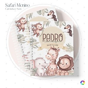 Caderneta de Saúde - Livro do Bebê - Safari Menino - Personalize