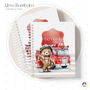 Caderneta de Saúde - Livro do Bebê - Urso Bombeiro - Personalize