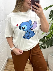 T-SHIRT OVERSIZED ESTAMPA LOCALIZADA STITCH ♥