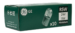 LAMPADA DE LANTERNA CAMINHAO GE 24V 5W R5W (EMB C/10) 2627 - UN