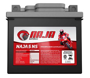 Bateria De Moto Naja 5 Ns 12V 5Ah Biz Cg 125/150 Bros 125