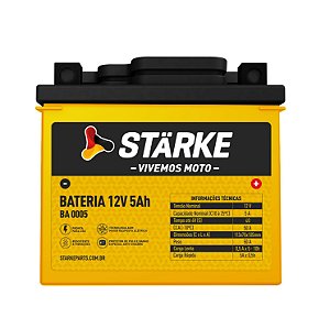 Bateria De Moto 12V 5Ah Biz 125 / Titan 125 / Titan 150 Starke