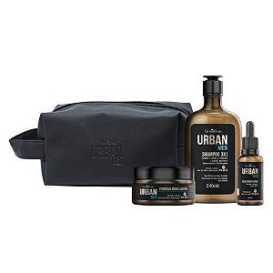 Urban Men Kit Farmaervas - Shampoo + Óleo + Pomada + Nécessaire