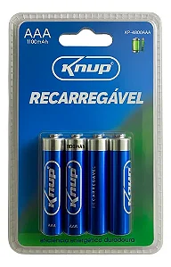 Kit 4 Pilhas AA Recarregável 2700 Mah Knup