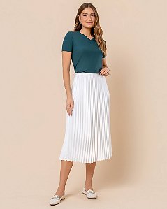 Saia Midi Plissada - Off-White
