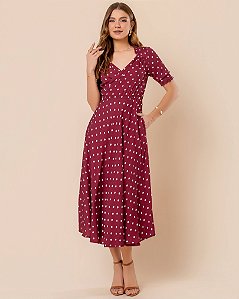 Vestido Kelly Poá - Vinho