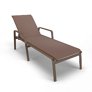 Espreguiçadeira Piscina Praia Alumínio Marrom Tela Marrom
