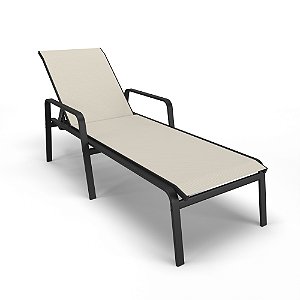 Espreguiçadeira Piscina Praia Alumínio Preto Tela Bege
