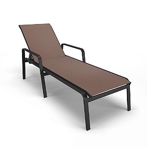 Espreguiçadeira Piscina Praia Alumínio Preto Tela Marrom