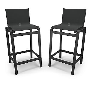 Kit 2 Banquetas Alta Cozinha Balcão Bancada Alumínio Preto
