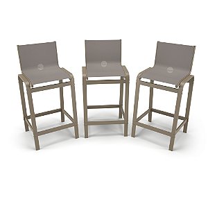 Kit 3 Banquetas Alta Cozinha Balcão Bancada Alumínio Fendi