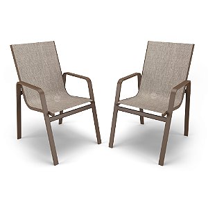 Kit 2 Cadeiras Miami Jantar Área Gourmet Alumínio Marrom
