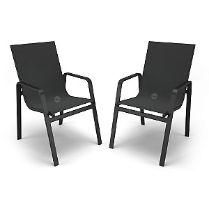 Kit 2 Cadeiras Miami Jantar Área Gourmet Alumínio Preto