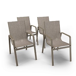 Kit 4 Cadeiras Miami Jantar Área Gourmet Alumínio Fendi