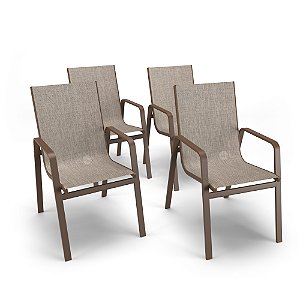 Kit 4 Cadeiras Miami Jantar Área Gourmet Alumínio Marrom
