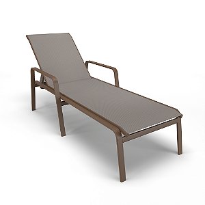 Espreguiçadeira Piscina Praia Alumínio Marrom Tela Fendi