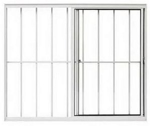 JANELA DE CORRER VITRÔ 2 FOLHAS SENDO UMA FIXA COM GRADE ALUMÍNIO BRANCO LINHA MODULAR