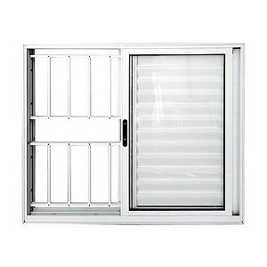 JANELA VENEZIANA 3 FOLHAS COM GRADE ALUMÍNIO BRANCO LINHA PREMIUM