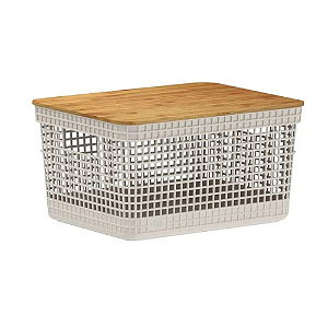 Caixa Organizadora Grid c/ tampa de Bambu - 8L