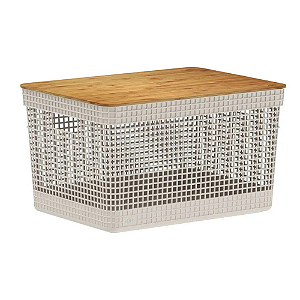 Caixa Organizadora Grid c/ tampa de Bambu - 20L