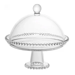Prato de Cristal com Pé e Tampa Pearl 20cm x 18cm