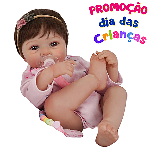 Boneca Reborn Bebê Silicone Cabelo Enraizado Fio a Fio