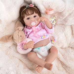 Boneca Reborn Bebê Silicone Cabelo Enraizado Fio a Fio