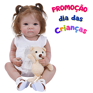 Boneca Reborn Corpo de Silicone Cabelo Enraizado