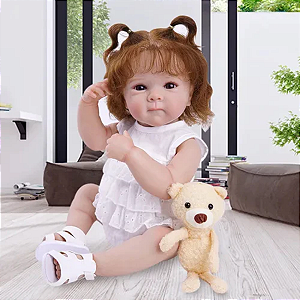 Boneca Reborn Corpo de Silicone Cabelo Enraizado